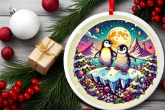Round Christmas Ornament Sublimation|Clipart Product Image 1