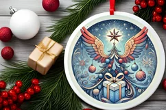 Round Christmas Ornament Sublimation|Clipart Product Image 1