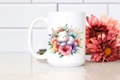 Colorful Baby Hippo Watercolor Clipart Product Image 2