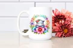 Colorful Baby Hippo Watercolor Clipart Product Image 2