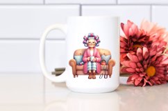 Old Lady Sitting on Couch | Sublimation Clipart Product Image 2