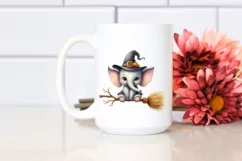Funny Watercolor Witch Broom Sticker Clipart Product Image 2