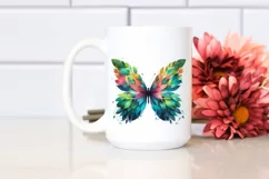 Abstract Butterfly with Plant Leaves PNG Product Image 2