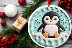 Round Christmas Ornament Sublimation|Clipart Product Image 2