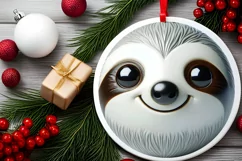 Shiny Christmas Sloth Ornament Sublimation PNG Product Image 2