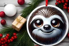 Christmas Sloth Round Ornament Sublimation PNG Product Image 2