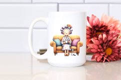 Old Lady Sitting on Couch | Sublimation Clipart Product Image 2