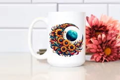 Vibrant Half Moon with Sunflowers, Transparent PNG Product Image 2