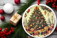 Round Christmas Ornament Sublimation|Clipart Product Image 1
