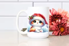 Cute Cat with Santa Hat, Transparent PNG Product Image 2