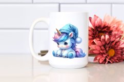 Cute Baby Unicorn with Blue Hat | Clipart Product Image 2
