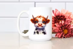 Funny Baby Expressive Highland Cow PNG Product Image 2