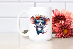 Cool Baby Mouse with Floral Wreath PNG Product Image 2