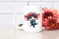 Cool Baby Mouse with Floral Wreath PNG Product Image 2
