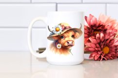 Highland Cow Sun Hat Big Eyes | Clipart Product Image 2