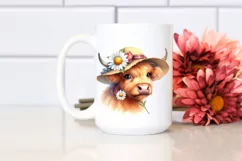 Highland Cow Sun Hat Big Eyes | Clipart Product Image 2