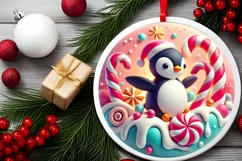 Round Christmas Ornament Sublimation|Clipart Product Image 1