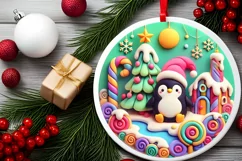 Round Christmas Ornament Sublimation|Clipart Product Image 1