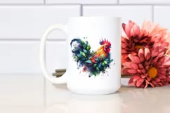 Vibrant Chicken in Abstract Frame, Watercolor PNG Product Image 2