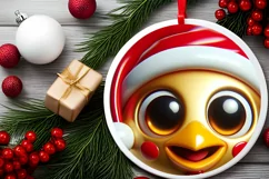Christmas Chicken Round Ornament Sublimation PNG Product Image 2