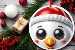 Christmas Chicken Round Ornament Sublimation PNG Product Image 2