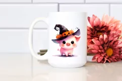 Cute Baby Pig Halloween Scene | Sublimation Clipart Product Image 2