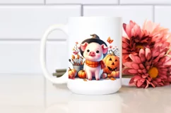 Cute Baby Pig Halloween Scene | Sublimation Clipart Product Image 2