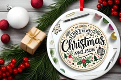 Round Christmas Ornament Sublimation|Clipart Product Image 1