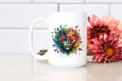 Abstract Vibrant Watercolor Bear with Plant Leaves and 3D Product Image 2