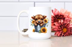 Cute Baby Highland Cow in Sunflower Field, Transparent PNG Product Image 2