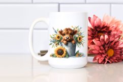 Cute Baby Highland Cow in Sunflower Field, Transparent PNG Product Image 2