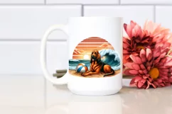 Watercolor Bloodhound Sunset | Sublimation Clipart Product Image 2