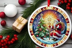 Round Christmas Ornament Sublimation|Clipart Product Image 1