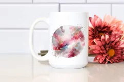 Colorful Pinkish Watercolor Background with Silver Foil Product Image 2