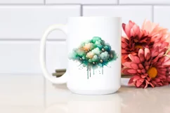Colorful Greenish Watercolor Cloud with Metallic Insertions Product Image 2