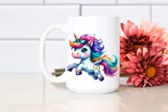 Funny Unicorn Jumping with Cool Haircut, Transparent PNG Product Image 2