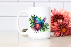 Vibrant Butterfly in Abstract Frame, Watercolor PNG Product Image 2