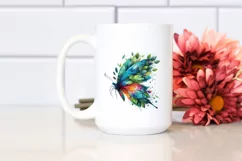 Vibrant Butterfly in Abstract Frame, Watercolor PNG Product Image 2