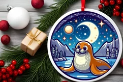 Round Christmas Ornament Sublimation|Clipart Product Image 2