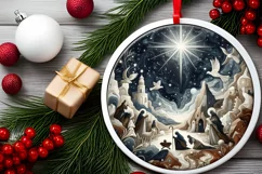 Round Christmas Ornament Sublimation|Clipart Product Image 2