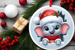 Round Christmas Ornament Sublimation|Clipart Product Image 2