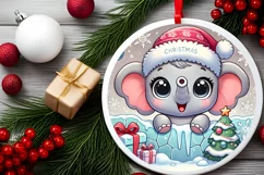 Round Christmas Ornament Sublimation|Clipart Product Image 2