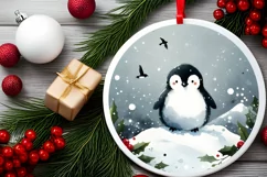 Winter Penguin Watercolor PNG Product Image 2
