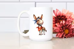 Funny Donkey Standing with Bandana | Watercolor Clipart Product Image 2