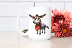 Funny Donkey Standing with Bandana | Watercolor Clipart Product Image 2