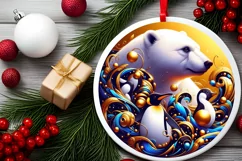 Round Christmas Ornament Sublimation|Clipart Product Image 1