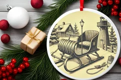 Round Christmas Ornament Sublimation|Clipart Product Image 1