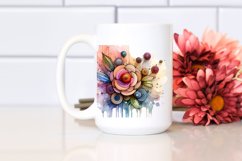 Abstract Wooden Stained Ranunculus | Sublimation | Clipart Product Image 2