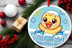 Round Christmas Ornament Sublimation|Clipart Product Image 1