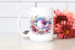Enchanting Moon and Flowers Watercolor | Clipart Product Image 2